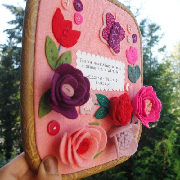 Handmade Embroidered Felt Applique Floral ORIGINAL Art by Catshy Crafts - Picture 7 of 8